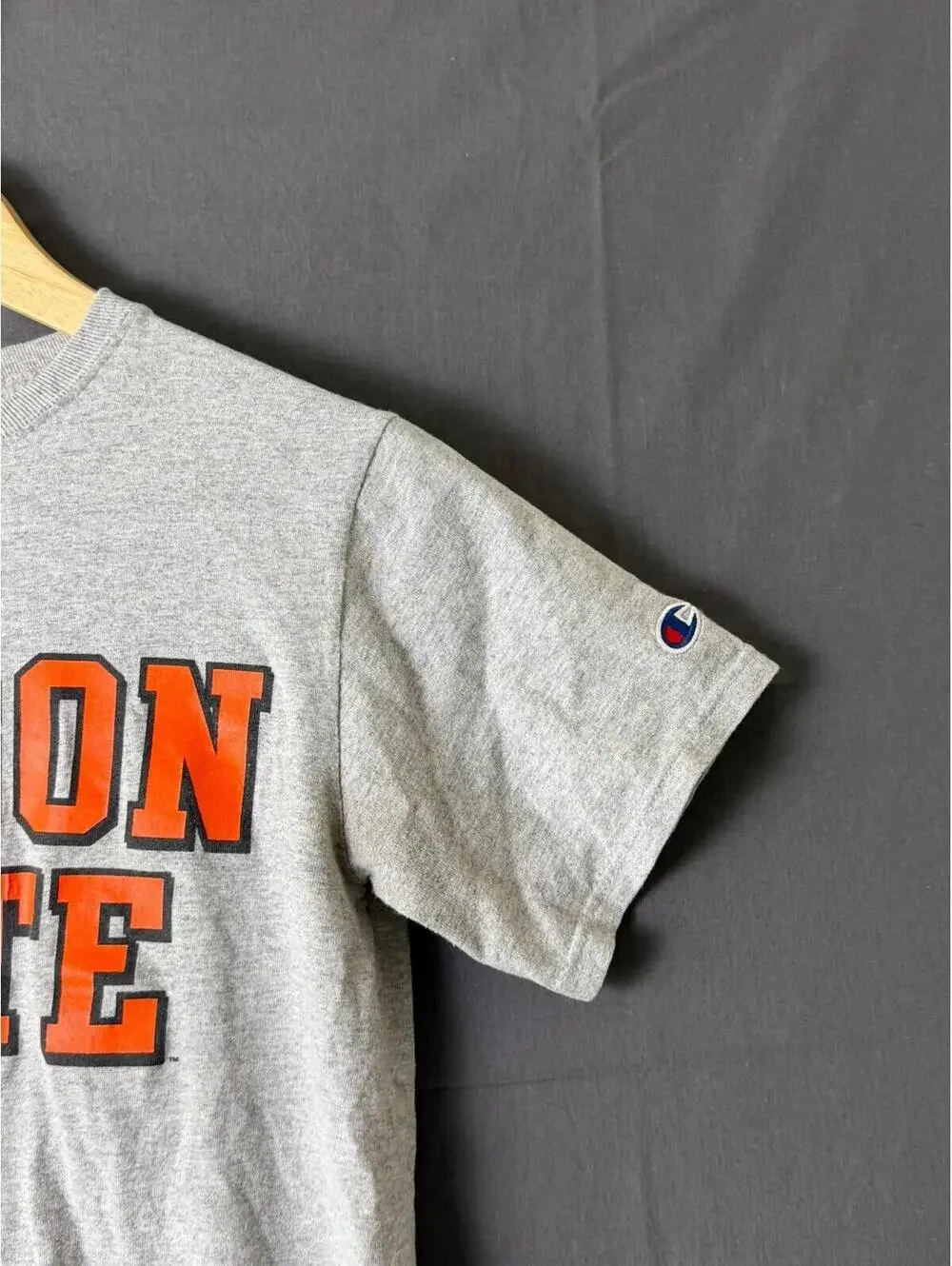 Champion Oregon State Beavers T Shirt Small Gray Heather Orange Big Logo NCAA - Picture 2 of 6